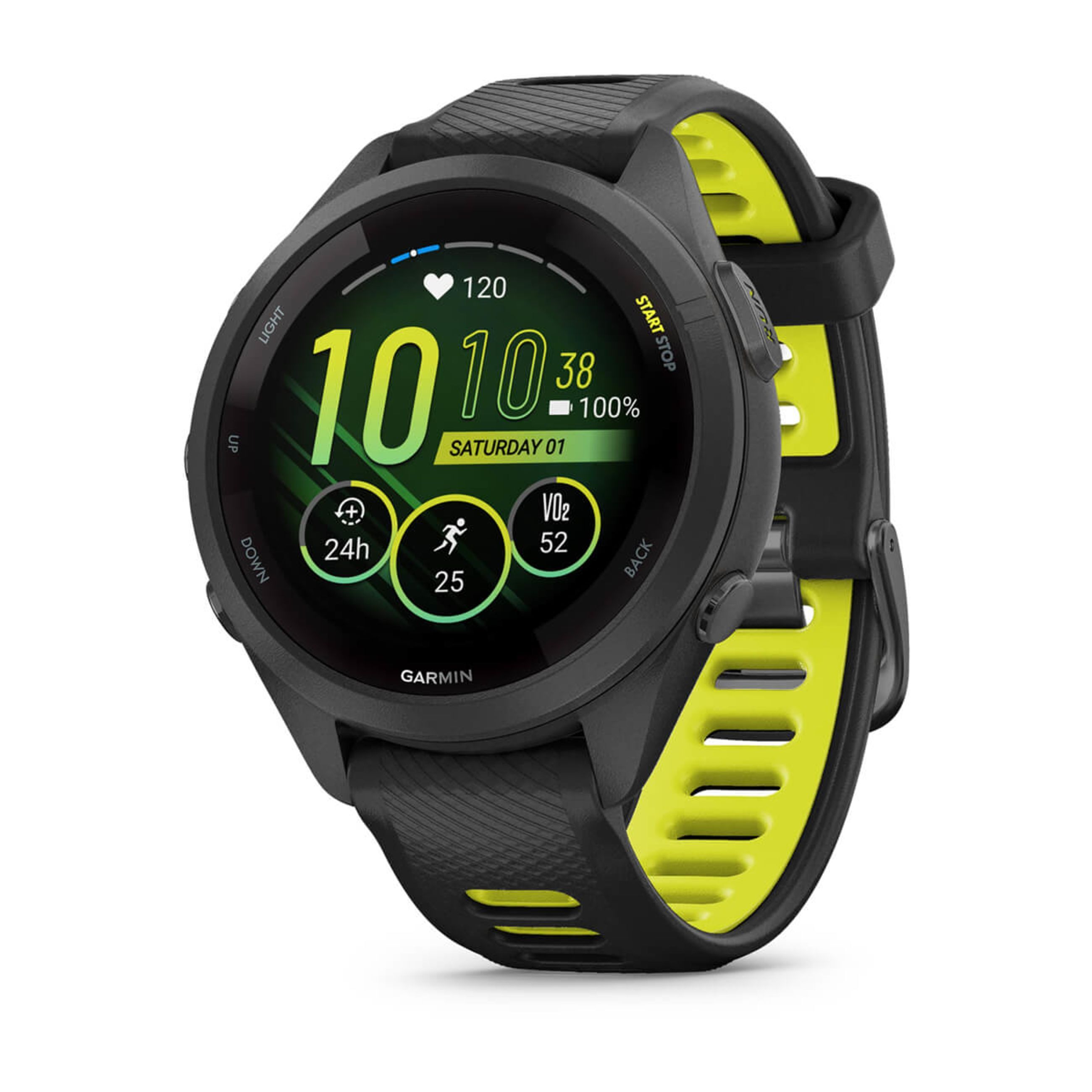 Forerunner 265S - Black Bezel And Case With Black/Amp Yellow Silicone Band
