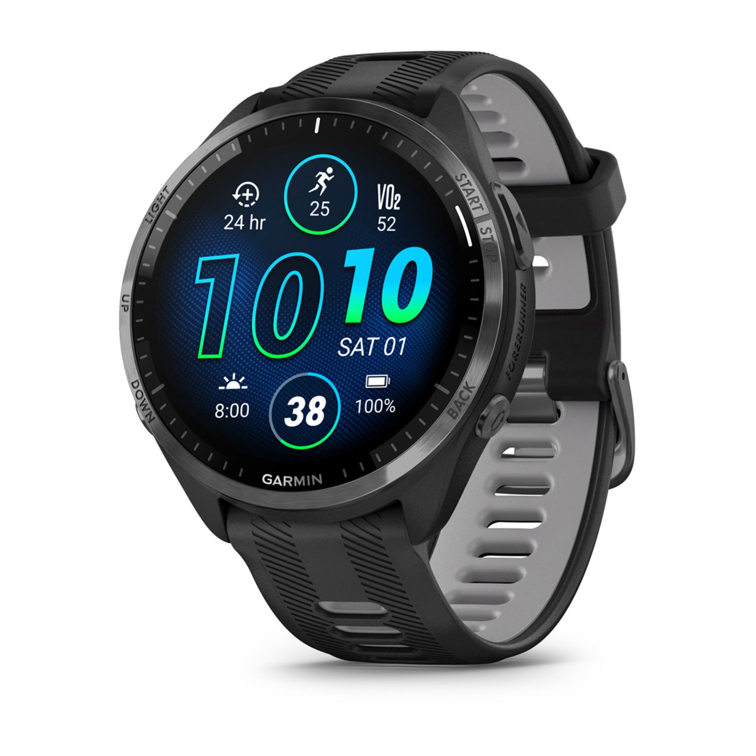 Forerunner 965 - Carbon Gray Dlc Titanium Bezel With Black Case And Black/Powder Gray Silicone Band